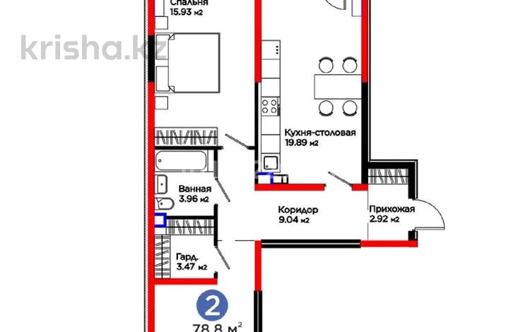 3-бөлмелі пәтер · 78.8 м² · 2/6 қабат, мкр Кайрат, Тараз 8/1, бағасы: ~ 65 млн ₸ в Алматы, Турксибский р-н — фото 2