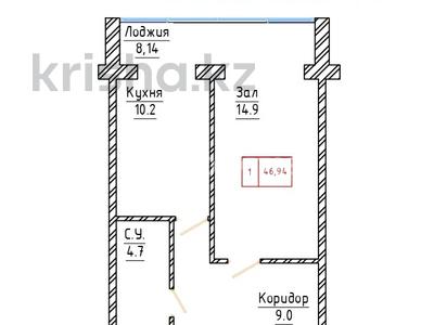 1-бөлмелі пәтер · 47 м² · 2/3 қабат, Юго-восток 113, бағасы: ~ 11.7 млн ₸ в Уральске