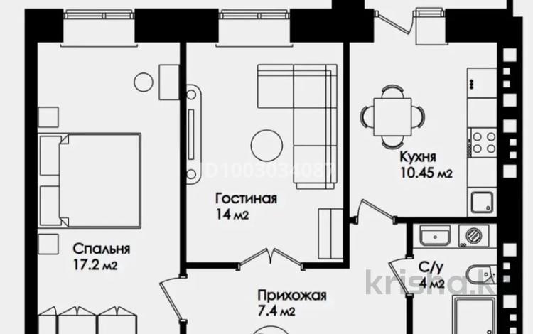 2-комнатная квартира · 54.91 м² · 7/12 этаж, Бейбарыс Султан 25 за 17.9 млн 〒 в Астане, Сарыарка р-н — фото 2