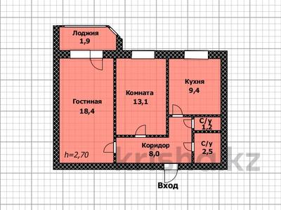 2-комнатная квартира, 55 м², 4/9 этаж, Богенбай батыра 6/3 за 21.5 млн 〒 в Астане, Сарыарка р-н