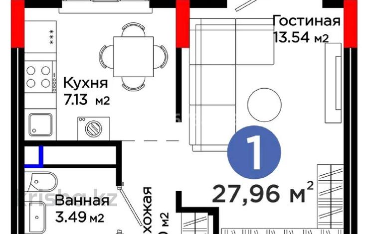 1-бөлмелі пәтер, 30 м², 6/9 қабат, Туран 55/16 — Магнум, бағасы: 13.5 млн 〒 в Астане, Нура р-н — фото 2