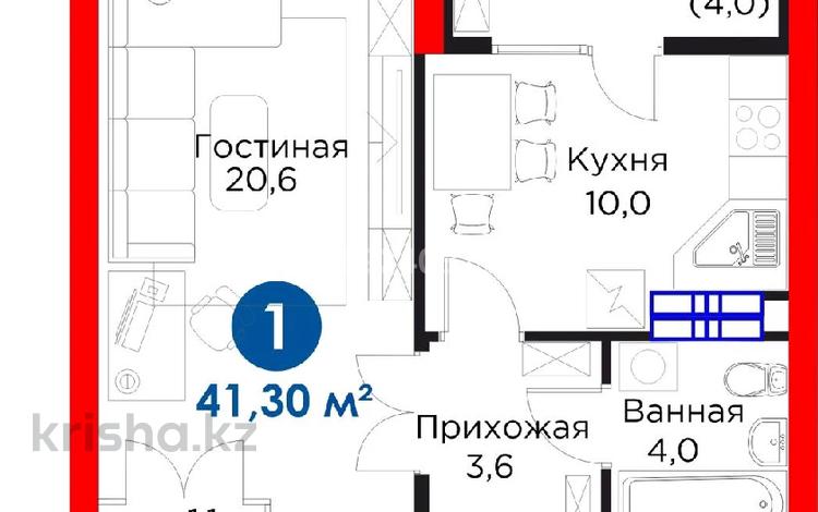 1-комнатная квартира, 41.6 м², 10/16 этаж, Сулейменова 15 за 30.5 млн 〒 в Алматы, Ауэзовский р-н — фото 2