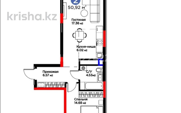2-бөлмелі пәтер · 51 м² · 9/9 қабат, Нұрсая ш/а., Абулхаир хана 69/3, бағасы: 33 млн ₸ в Атырау, мкр Нурсая — фото 2