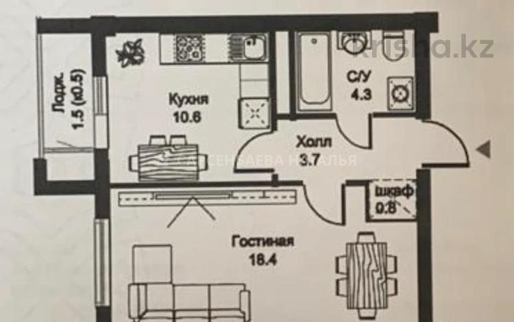 1-комнатная квартира, 39.3 м², 5/16 этаж, Тауелсиздик 34/2 — проспект Бауыржана Момышулы за 17.3 млн 〒 в Астане, Есильский р-н — фото 2