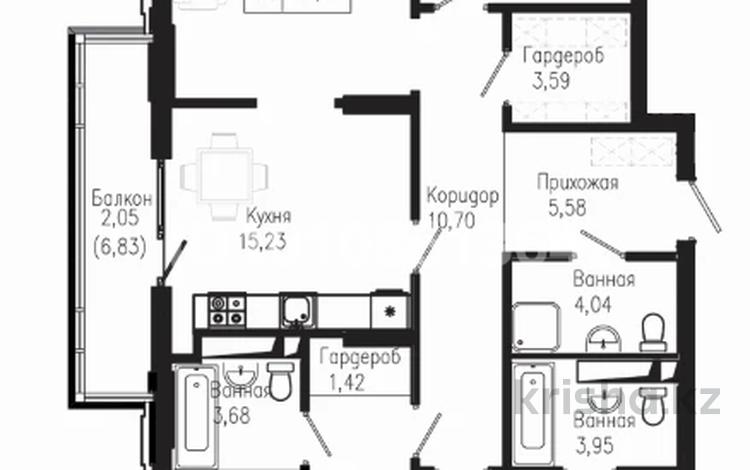 4-бөлмелі пәтер · 118.74 м² · 6/9 қабат, Мангилик Ел 63/1 — ул. Хусейн бен Талап, бағасы: 85 млн ₸ в Астане, Есильский р-н — фото 2