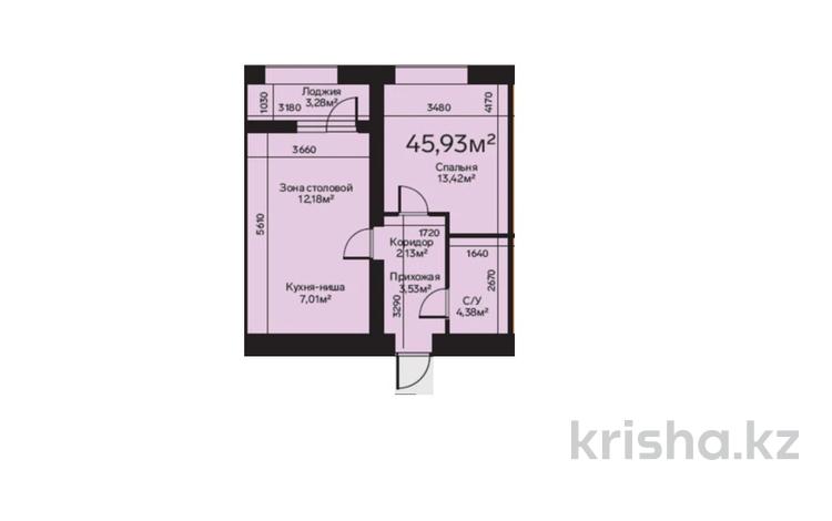 1-комнатная квартира · 45.93 м² · 1/5 этаж, Увалиева 8/3 за ~ 19.7 млн ₸ в Усть-Каменогорске — фото 2