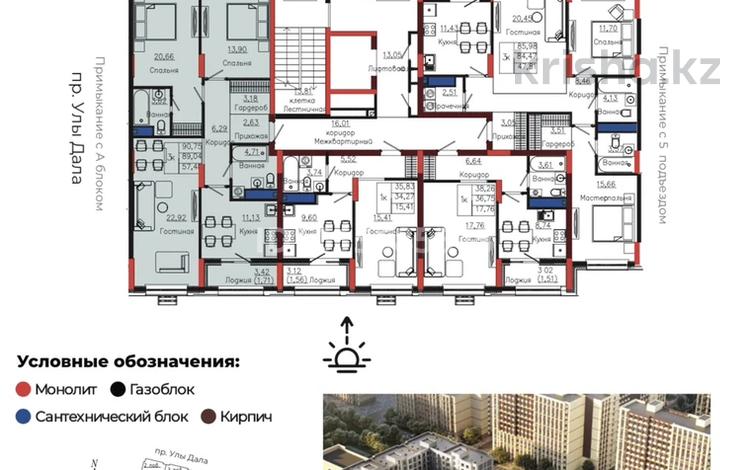 3-комнатная квартира · 91 м² · 9/9 этаж, Улы Дала 28 за 58 млн ₸ в Астане, Нура р-н — фото 2