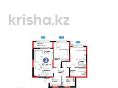 3-комнатная квартира · 74.23 м² · 9/9 этаж, ул. Байдибек би 113/3 за 47 млн ₸ в Шымкенте, Абайский р-н