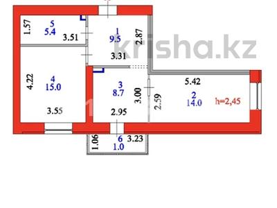 2-бөлмелі пәтер · 53.6 м² · 8/9 қабат, Кутпанова 22 1, бағасы: 24.5 млн ₸ в Астане, Сарыарка р-н