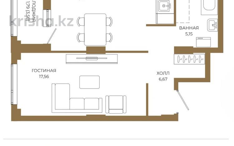2-бөлмелі пәтер · 49.4 м² · 15/18 қабат, Достык 8/5, бағасы: ~ 39 млн ₸ в Астане, Есильский р-н — фото 2