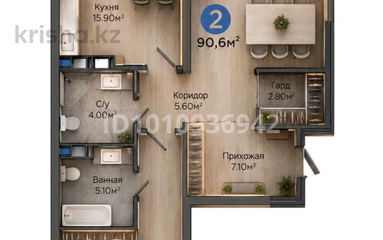 2-бөлмелі пәтер · 91 м² · 9/9 қабат, Егизбаева, бағасы: 85 млн ₸ в Алматы, Бостандыкский р-н — фото 84
