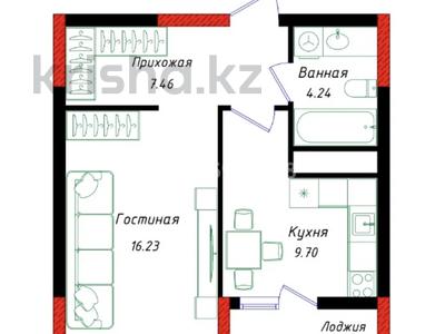 1-бөлмелі пәтер · 39.18 м² · 15/17 қабат, Шамши Калдаяков 57/2, бағасы: 17.4 млн ₸ в Астане, Сарайшык р-н