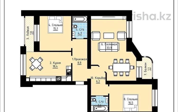 3-бөлмелі пәтер · 110 м² · 5/5 қабат, мкр. Алтын орда — 2684, бағасы: 28.5 млн 〒 в Актобе, мкр. Алтын орда — фото 2