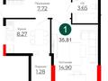 1-бөлмелі пәтер · 35.81 м² · 2/18 қабат, Е 908 22 — Первая линия Улы Дала, бағасы: ~ 23.3 млн ₸ в Астане, Нура р-н — фото 2