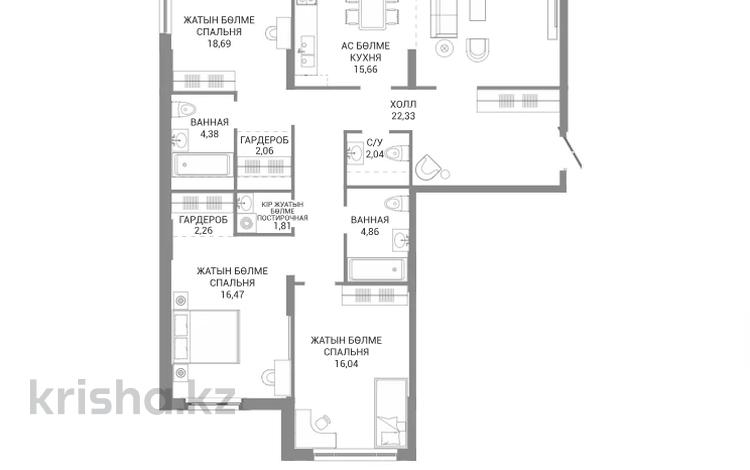 4-комнатная квартира · 135 м² · 4/8 этаж, А 32 — ГОРОДСКОЙ РОМАНС за ~ 123.1 млн ₸ в Астане, Сарайшык р-н — фото 11