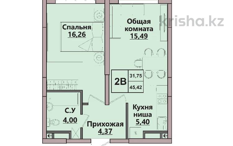 2-комнатная квартира · 45.42 м² · 2/6 этаж, Пос. Гульдала 3 за ~ 22.3 млн 〒 — фото 7