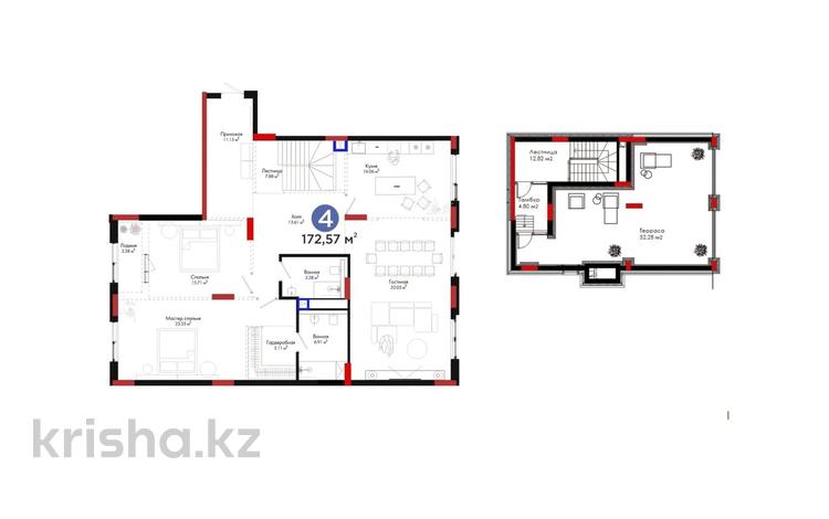 4-бөлмелі пәтер · 175 м² · 8/8 қабат, Тасшокы, 4​ 4, бағасы: 216 млн ₸ в Астане — фото 13
