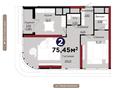 2-бөлмелі пәтер · 75.45 м² · 14/30 қабат, Турар Рыскулов- цена ниже чем у застройщика 7, бағасы: 119 млн ₸ в Астане, Есильский р-н
