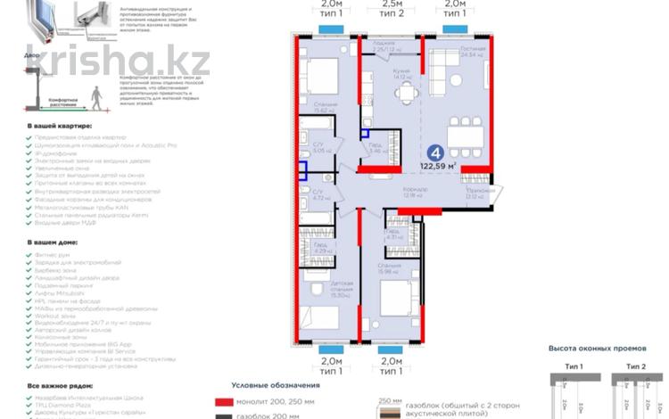 4-комнатная квартира, 123 м², 2 этаж, Нурсултана Назарбаева 1 за ~ 58.8 млн 〒 в Шымкенте, Каратауский р-н — фото 2