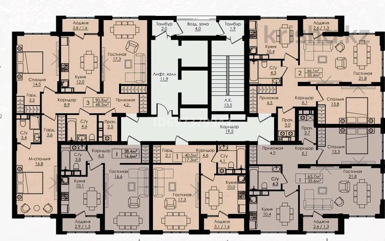 3-бөлмелі пәтер, 91 м², 14/16 қабат, Тауелсиздик — Б. Момышулы, бағасы: 42.5 млн 〒 в Астане, Алматы р-н — фото 2