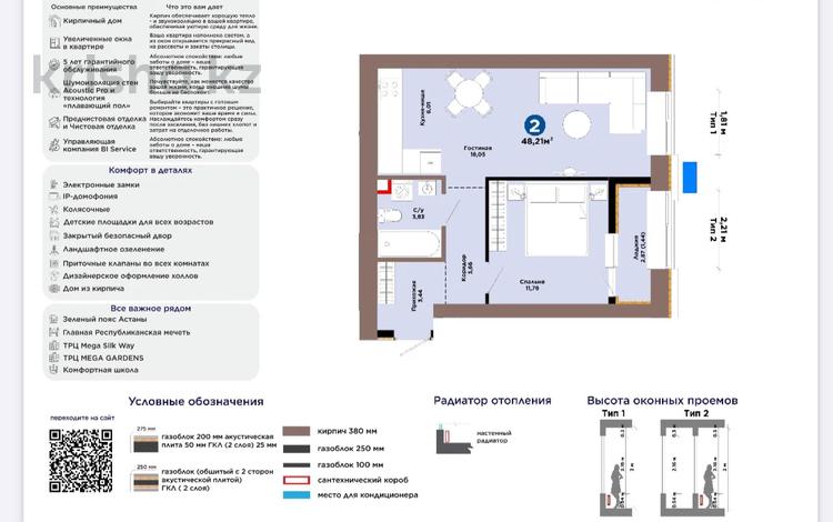 2-комнатная квартира · 50 м² · 4/9 этаж, Е 354 5 за ~ 31.6 млн ₸ в Астане, Есильский р-н — фото 2