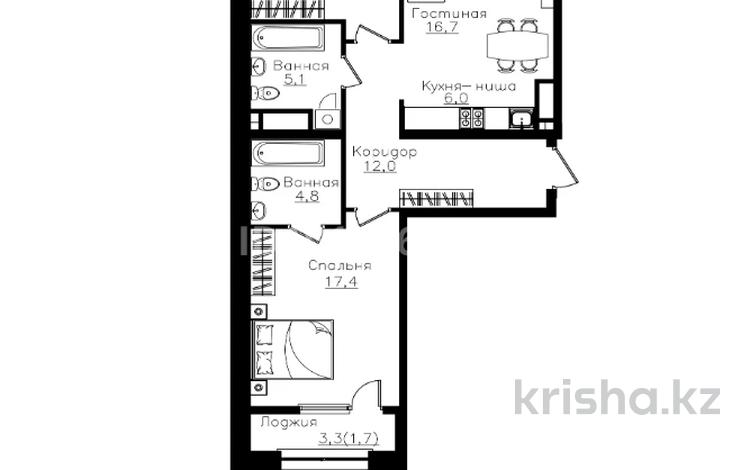 3-комнатная квартира · 76.8 м² · 2/9 этаж, Ауэзова 3г — Гоголя за 76 млн ₸ в Алматы, Алмалинский р-н — фото 2