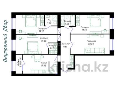4-комнатная квартира · 118.27 м² · 9/9 этаж, Чингиз Айтматов 30а за 67.5 млн ₸ в Астане, Нура р-н