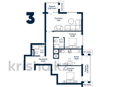 3-бөлмелі пәтер · 79 м² · 10/15 қабат, Туран 71, бағасы: 48.5 млн ₸ в Астане, Нура р-н