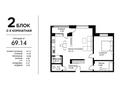 2-комнатная квартира, 69.14 м², мкр. Ак Шагала в непосредственной близости с ЖК Ривьера строение 9,блок Г за ~ 27 млн 〒 в Атырау — фото 2
