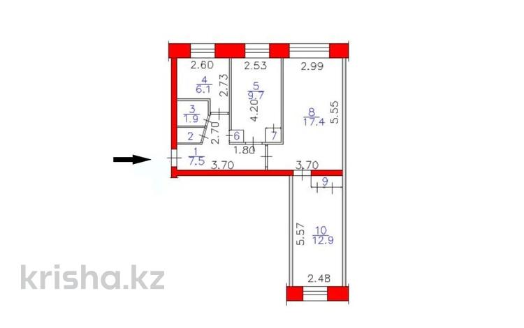 3-комнатная квартира · 58.1 м² · 1/5 этаж, Славского 28 за 23.7 млн ₸ в Усть-Каменогорске — фото 15