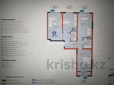 3-бөлмелі пәтер, 86.9 м², 12/12 қабат, ​Туркия 1280/2, бағасы: 32 млн 〒 в Шымкенте, Туран р-н