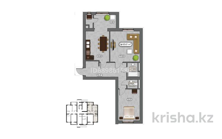 2-бөлмелі пәтер, 65.61 м², 6/7 қабат, квартал 160 уч. 761, бағасы: 18.5 млн 〒 в Туркестане — фото 2