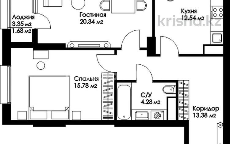 2-комнатная квартира, 69 м², 6/22 этаж, Туран 39