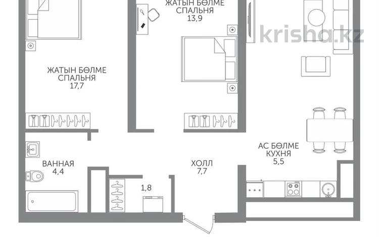 3-комнатная квартира · 71.7 м² · 3/15 этаж, Райымбека 210/27 за ~ 48.4 млн ₸ в Алматы, Алмалинский р-н — фото 2