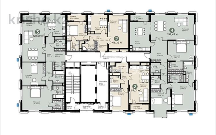 3-комнатная квартира · 128.57 м² · 5/16 этаж, Кайым Мухамедханов 6/1 за 105 млн 〒 в Астане, Нура р-н — фото 3