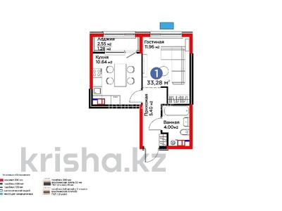 1-бөлмелі пәтер · 33.2 м² · 4/6 қабат, Бауыржана Момышулы 11/14а, бағасы: 27 млн ₸ в Алматы, Алатауский р-н