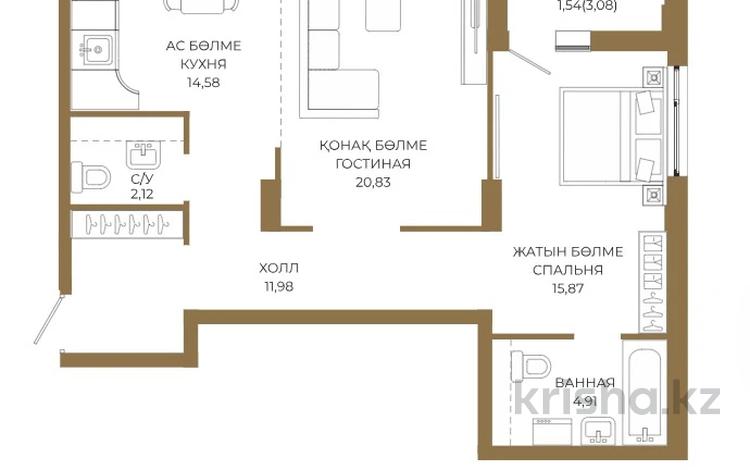 4-бөлмелі пәтер · 125.63 м² · 15/21 қабат, Достык 8/2 — БЕЗ КОМИССИИ!, бағасы: ~ 93.6 млн ₸ в Астане — фото 2