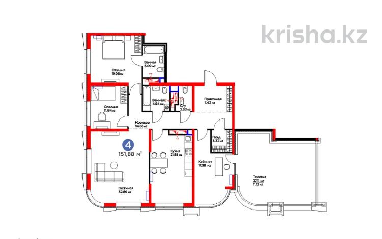 4-комнатная квартира · 152 м², Кунаева за ~ 141.3 млн 〒 в Шымкенте, Аль-Фарабийский р-н — фото 10