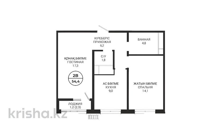 2-комнатная квартира · 54.4 м² · 7/16 этаж, Пр. Мангилик ел, напротив республиканской мечети за ~ 32.9 млн ₸ в Астане, Есильский р-н — фото 20