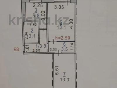 2-комнатная квартира · 48 м² · 5/5 этаж, Абая 14 за 16.5 млн 〒 в Костанае