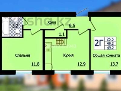 2-комнатная квартира · 49.2 м² · 2/3 этаж, мкр Уркер, Кожаберген Жырау 26 за 18.8 млн ₸ в Астане, Нура р-н