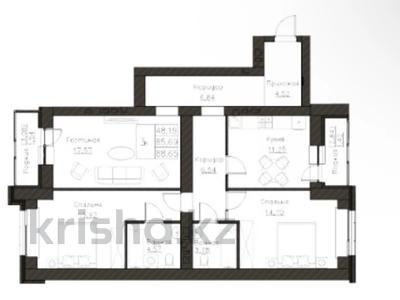 3-комнатная квартира · 89.5 м² · 5/9 этаж, Шамши Калдаяков 51 за 39.5 млн ₸ в Астане, Сарайшык р-н