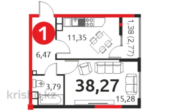 2-комнатная квартира · 40 м² · 2/9 этаж, Толеметова 20/3 за 15.5 млн ₸ в Шымкенте, Абайский р-н — фото 2