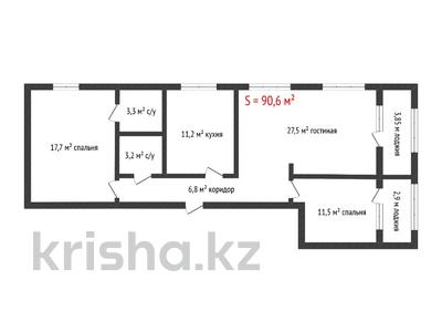 3-комнатная квартира, 90.6 м², 1/6 этаж, Гашека за ~ 36.7 млн 〒 в Костанае