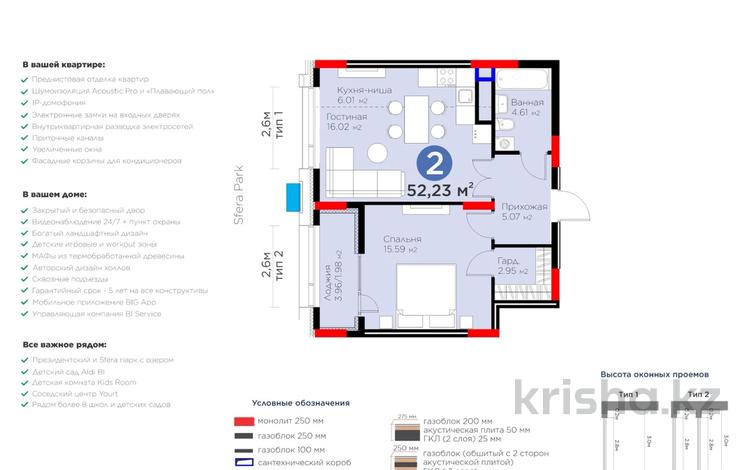 2-комнатная квартира · 52.23 м² · 5/9 этаж, ​проспект Аль-Фараби 3/2 — Сфера парк за 54.9 млн ₸ в Астане, Есильский р-н — фото 14