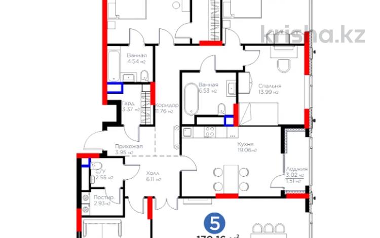 5-комнатная квартира · 170 м², Динмухамед Конаев — Кабанбай батыра за ~ 134 млн 〒 в Астане, Есильский р-н — фото 6