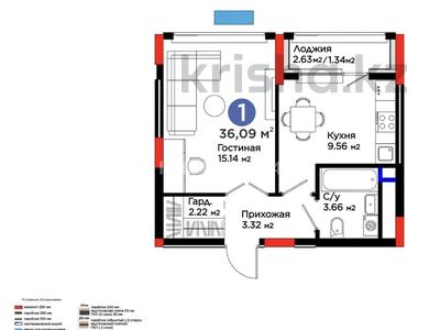 1-бөлмелі пәтер · 36 м² · 7/9 қабат, Туран 57д — толе би, бағасы: 31 млн ₸ в Астане, Нура р-н