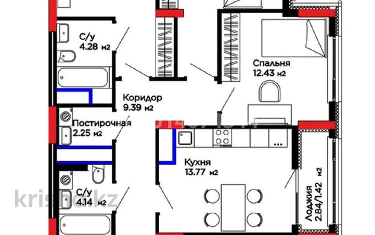 4-бөлмелі пәтер · 100.43 м² · 3/8 қабат, Е-15 5, бағасы: 65.3 млн ₸ в Астане, Нура р-н — фото 2