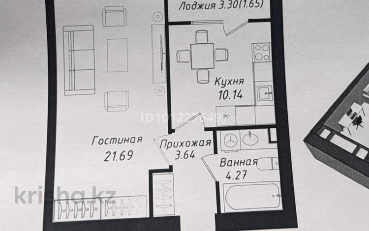 1-комнатная квартира · 41.27 м² · 8/12 этаж, ул. Чингиза Айтматова за 20.3 млн 〒 в Астане, Нура р-н — фото 3