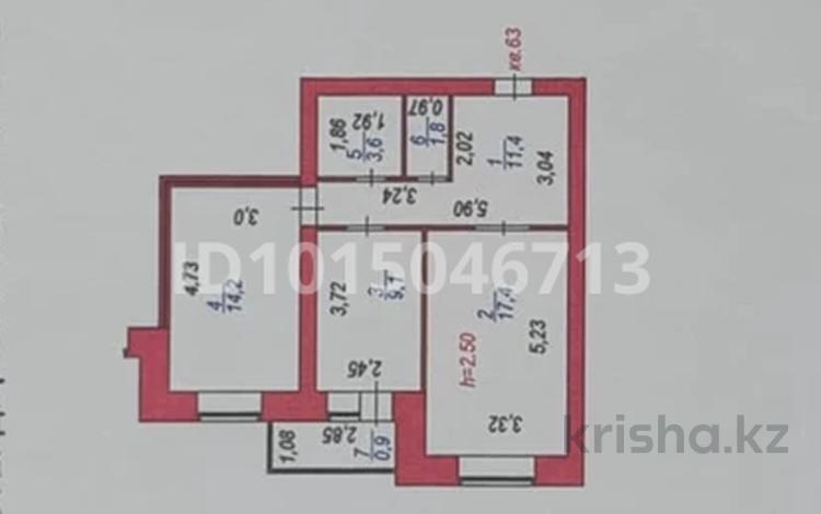 2-комнатная квартира · 58.4 м² · 7/9 этаж, К. Азербаева 8 — Азербаева/ Жумабаева за 25 млн ₸ в Астане, Сарайшык р-н — фото 2